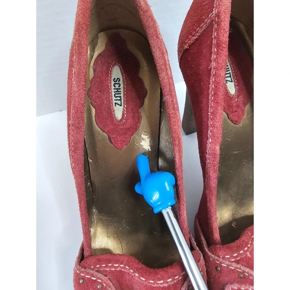 Schutz Camurcao Rouge Red Suede Platform Heels Loafer Style Chunky Heel SZ 7.5